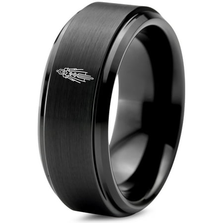 Tungsten Minimalist Mens Ring Black Gamer Gifts for Wife Mommy and Me Couple Wedding Bands
