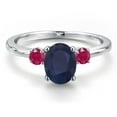 thumbnail image 3 of Gem Stone King 14K White Gold Blue Sapphire and Red Ruby Engagement Ring for Women | 2.11 Cttw | Oval 8X6MM | Gemstone September Birthstone | Size 6, 3 of 6