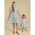 thumbnail image 4 of Baby Girls Teal Stripe Gauze Dress, 4 of 9