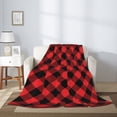 thumbnail image 4 of PHELIKA Red Black Buffalo Plaid All Season Soft Throw Blanket Lightweight Flannel Fleece Blankets 50"x40", 4 of 8