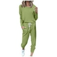 thumbnail image 2 of GILIGEGE Women's Two Piece Outfit Long Sleeve Crewneck Pullover Tops And Long Pants Tracksuit Sweatsuits With Sweatpants Green L, 2 of 8
