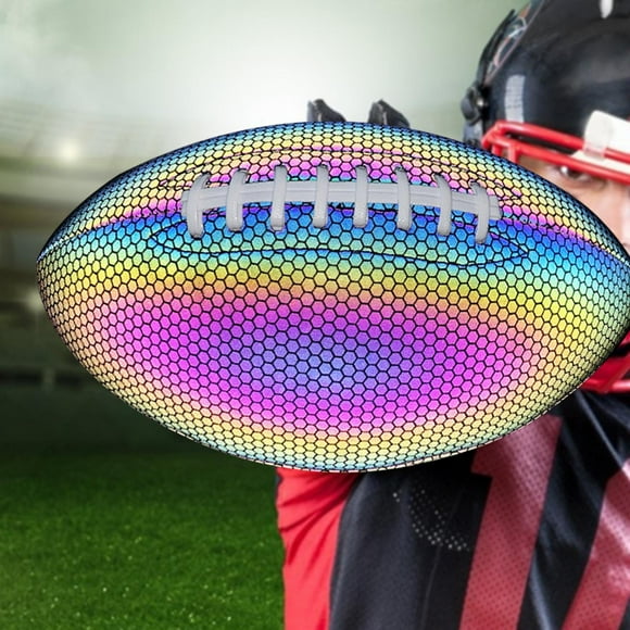 Pelota de Rugby brillante, pelota de fútbol americano para juegos recreativos, pelota de fútbol de tamaño oficial práctica, pelota de Rugby iluminada Correa blanca