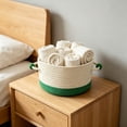 thumbnail image 6 of Linnome Woven Rope Storage Basket Desktop Organizer for Playthings Cosmetics Jewelry Non Woven Fabric 9.45x5.51 Inch, 6 of 6