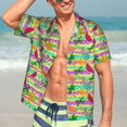 thumbnail image 7 of Fuzoiu Multicolored Tropical Print Hawaiian Shirt for Men, Summer Beach Casual Short Sleeve Button Down Shirts, Men’s Beach Summer Shirts with Pocket,Large, 7 of 7