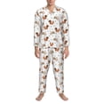 thumbnail image 3 of Honeii Rabbit And Squirrel Pattern Mens Pajamas Set,2pcs Men's Lounge Long Sleeve Sleep Shirt and Pajama Bottoms Sleepwear Set,Mens Pjs Sets-Medium, 3 of 7