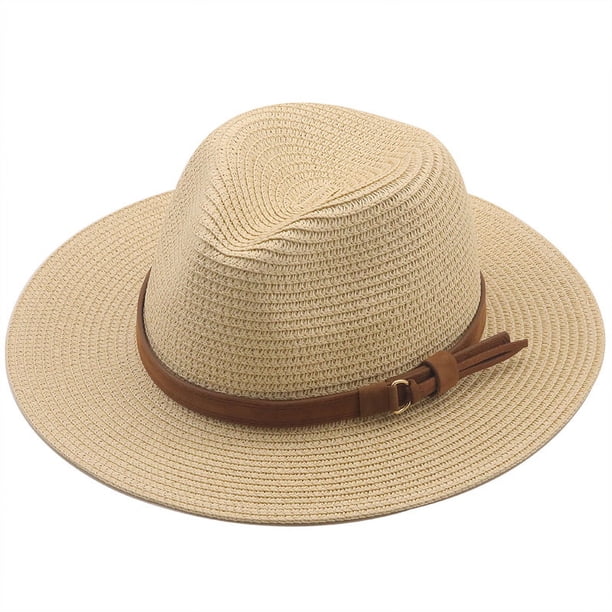 XmhyTop Sombrero masculino panameño, talla M (56 - 58cm), sombrero de paja, caqui claro, 1 pieza