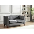 thumbnail image 2 of Uspridefurniture Plainfield Line Tufted Square Velvet Loveseat-Gray, 2 of 5