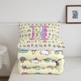 thumbnail image 5 of Manfei Cute Rainbow Cloud Pattern Twin Comforter Sets,Pretty Unicorn Bedding Set,Yellow,Polkadot Reversible,2 Pieces,1 Comforter and 1 Pillowcase, 5 of 7