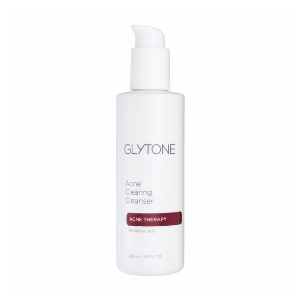 Limpiador facial Glytone para el acné con ácido salicílico al 2 %. Limpiador diario para piel grasa y poros obstruidos. Elimina brotes quísticos, puntos negros, espinillas e imperfecciones. 190 ml.