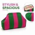 thumbnail image 2 of Pink and Green Striped Knit Makeup Organizer Pouch with Large Capacity, Portable Cosmetic Bag for Travel, 2 of 6