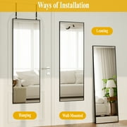BEAUTYPEAK 48x 14 Full Length Door Mirror Hanging Wall-Mounted Mirrors, Black