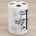thumbnail image 1 of Tree of Life Ceramic Toothbrush Holder, Silhouette of Bamboo Tree Leaves Japanese Feng Shui Boho Image, Decorative Versatile Countertop for Bathroom, 4.5" X 2.7", White Black, by Ambesonne, 1 of 4
