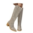 thumbnail image 4 of Women's Glitter Knee High Boots, Fashion Party Dress Shoes with Heel, Shiny Evening Dance Boots for Women, 4 of 9