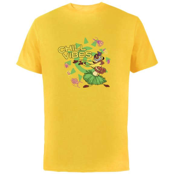 Disney The Lion King 30th Anniversary Timon Hula Chill Vibes - Short Sleeve Cotton T-Shirt for Adults - Customized-Yellow
