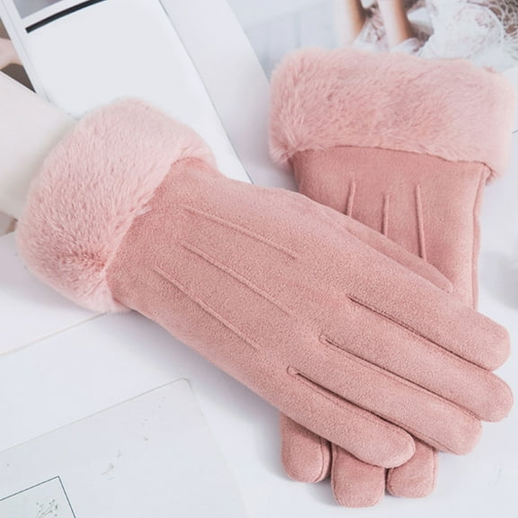 STRANDCHIC Riding Gloves Pink Faux Suede and Warmth Retention for Women Winter Sports