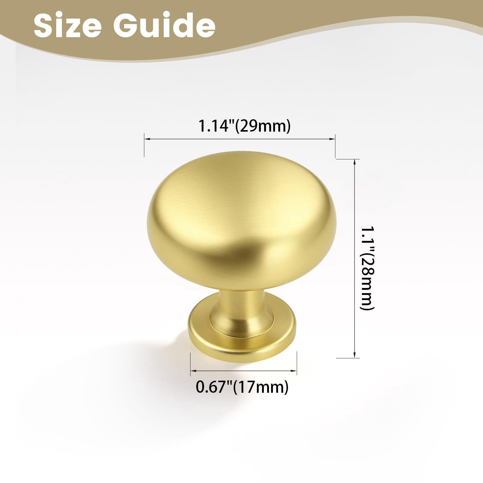 Aged Brass Knobs 12 Pack, Solid Warm Gold Cabinet Knobs, Antique Brass Drawer Knobs, Champagne Bronze Kitchen Cabinet Hardware,Diameter 1-1/5"