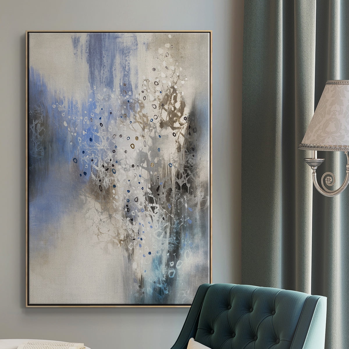 Glacier Stones Framed Premium Gallery Wrapped Canvas - Ready to Hang - 17 x 25 - Natural Wood Floating Frame