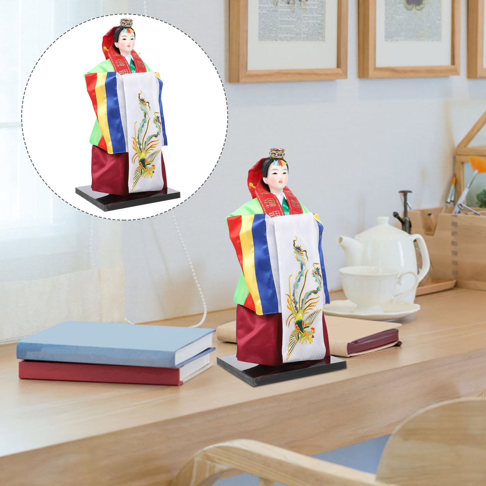 Korean Traditional Hanbok Doll (Queen Version) - Handicraft Figure, Red, 12.5" Tall