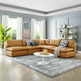 thumbnail image 3 of Modway Commix 5-Piece Down Filled Overstuffed Vegan Leather Sectional Sofa in Tan, 3 of 11