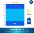 thumbnail image 6 of Sandproof Beach Blanket - Oversized 9'x7' XL Mat for Family | Waterproof, Quick-Dry Ripstop Nylon | Lightweight & Compact for Travel, Picnic, Camping w/ 4 Anchor Stakes & Carry Bag, 6 of 8