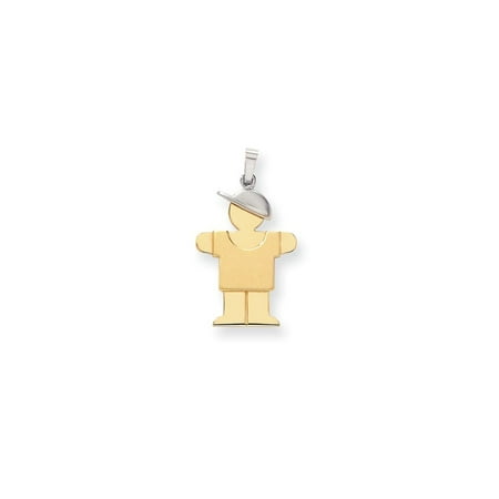 - 14kt Two Tone Yellow Gold Large Boy Hat On Right Engravable Pendant Charm Necklace Disc Facing Fine Jewelry Ideal Gifts For Women Gift Set From Heart