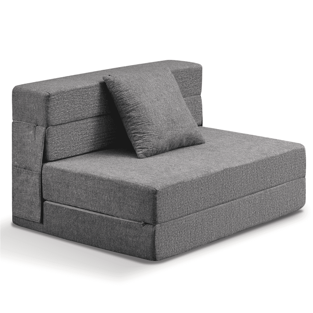 Z-hom Folding Sofa Bed,Twin Size Floor Couch Memory Foam Mattress Adjustable 6" Convertible Sleeper Chair with Pillow & Washable Cover,Adult, Dark Grey