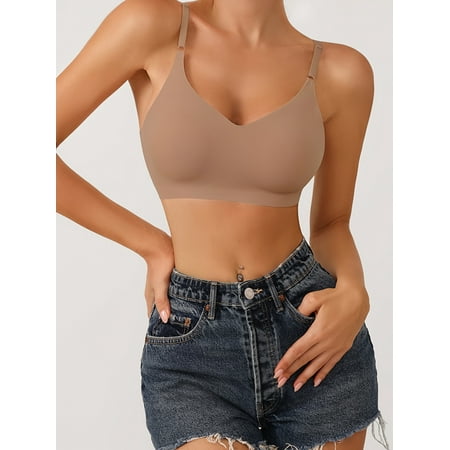 

Solid Seamless Push Up Wireless Cami Bra Casual Sports Yoga Bra Women s Lingerie & Underwear