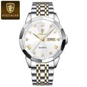Poedagar Luxury men wristwatch business waterproof luminous date week Man Watch stainless steel band Men's quartz watches sports