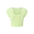 thumbnail image 3 of Franhais Women Summer Causual T-shirt, Short Sleeve U Neck Contrast Color Crop Top, 3 of 9