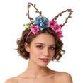 thumbnail image 3 of Diadema con diseño de orejas de conejo para decoración de flores, accesorios de fotografía para cosplay, cumpleaños y fiestas de Pascua., 3 of 8