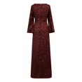 thumbnail image 6 of Dresses for Women Boho Skirts for Women Stunning Women's Evening Dress Elegant Formal Dress V Neck Design Flared Sleeves Bodycon Sequin Detail for and Wedding Guests, 6 of 6