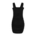 thumbnail image 5 of Usmixi Dresses for Women 2025 Night Party Club Sexy Off Shoulder Ruched Bodycon Halter Mini Dresses Sleeveless Halter Solid Summer Short Sun Dress Black XXL Clothes, 5 of 7