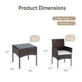 thumbnail image 3 of Gianna 3-Piece Patio Furniture Set, Outdoor Wicker Rattan Chairs with Removable Cushion & Glass Table, Conversation Furniture for Porch, Garden, Backyard, Poolside - Brown, 3 of 6