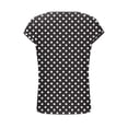 thumbnail image 4 of Staron Women's Spring Summer Casual Printed Button-Up Shirt Round Neck Short Sleeve Loose Top Tunic Blouse, Black XL, 4 of 7