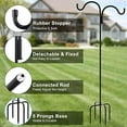 thumbnail image 2 of Double Shepherds Hook for Outdoor, 60 Inch Bird Feeder Pole with 5 Prongs Base, 5/8 Inch Thick Heavy Duty Adjustable Garden Hook for Hanging Plant, Lantern, Hummingbird Feeder, 1 Pack, 2 of 5