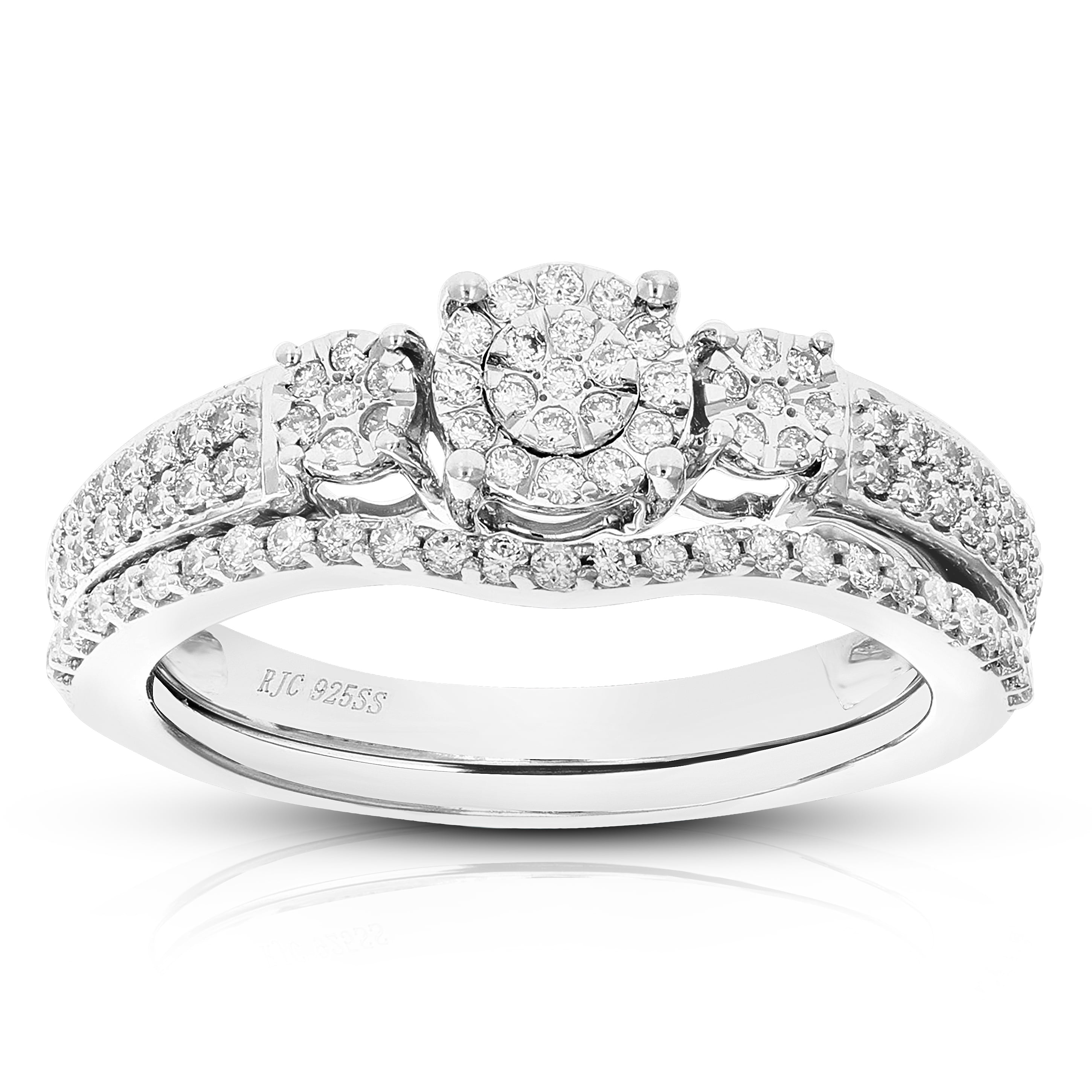 2/5 CTTW Wedding Engagement Ring Bridal Set, Round Lab Grown Diamond
