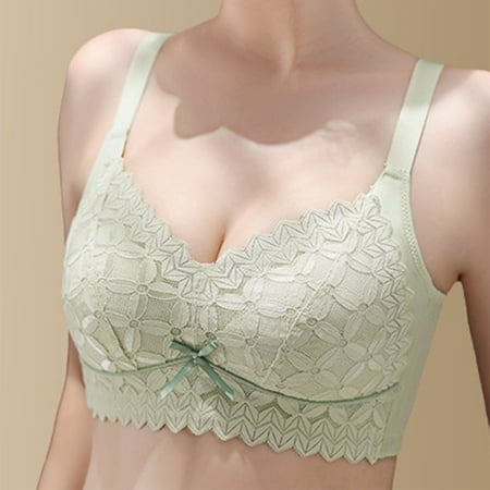 Summer Savings  Comfortable Bra  Soft Material  Small Chest Support  Auxiliary Breast  Non-Ring  Seamless  Sports Bra  Nursing  Daily Wear  Seamless Comfort  Soft Lace Bralette | Green 3XL