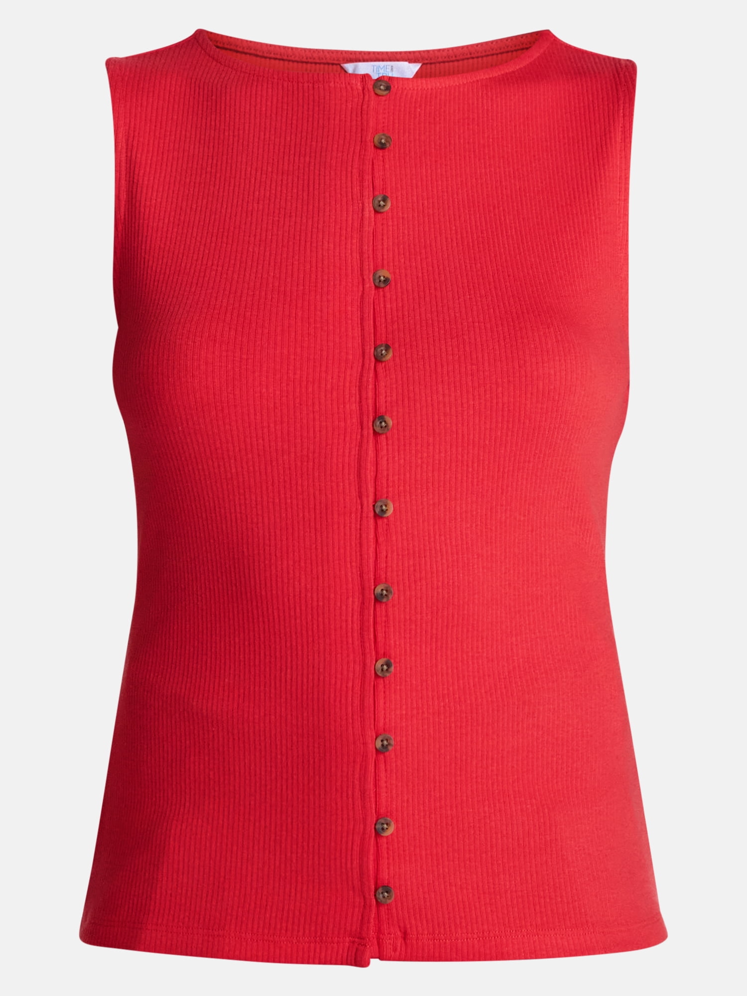 Time and Tru Women's Button Front Tank Top, Size XS-XXXL