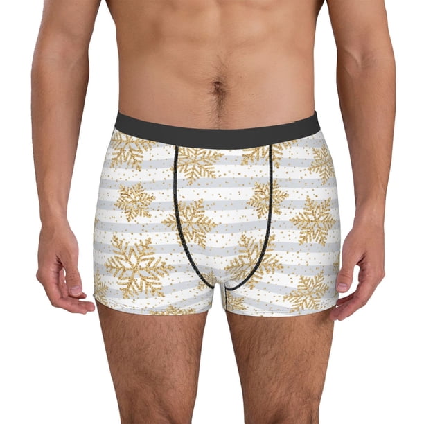 Fotbe Gold Snowflake Calzoncillos Tipo Boxer con Bolsa de Soporte Total para Hombre, X-Temp Fresco, Transpirable y de Secado Rápido-Large