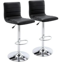 YYEAN PU Leather Bar Stools, Modern Square Adjustable Swivel Barstools with Back, Armless Airlift Counter Height Bar Chairs for Kitchen Dining-Black