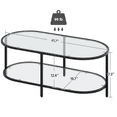 thumbnail image 5 of Alden Design Two-layer Modern Oval Glass Coffee Table for Living Room, 5 of 10