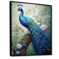 thumbnail image 2 of Designart "Peacock in Blue Ink Serene Beauty III" Animals Floater Framed Canvas Print, 2 of 7