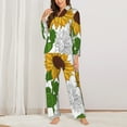 thumbnail image 3 of Disketp Pajamas Set Long Sleeve Sleepwear Womens Button Down Nightwear Pj Sets-Plump Sunflower And Sketch, 3 of 9