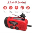 thumbnail image 4 of This versatile portable radio features a 2000mAh battery, is powered by a hand crank and solar power, supports USB charging, features FM, AM, WB, NOAA weather radio, and comes with an emergency LED fl, 4 of 8
