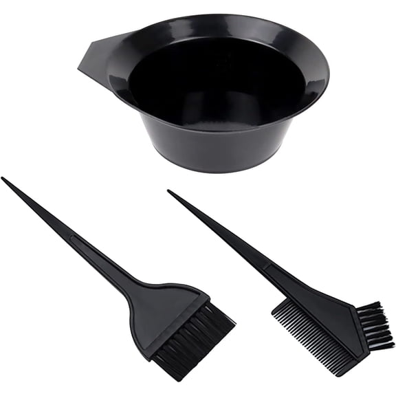 Hair Dye Color Brush and Bowl Set, Tint Comb for Hair Tint Dying Coloring Applicator, (2 brushes Mixing Bowl)