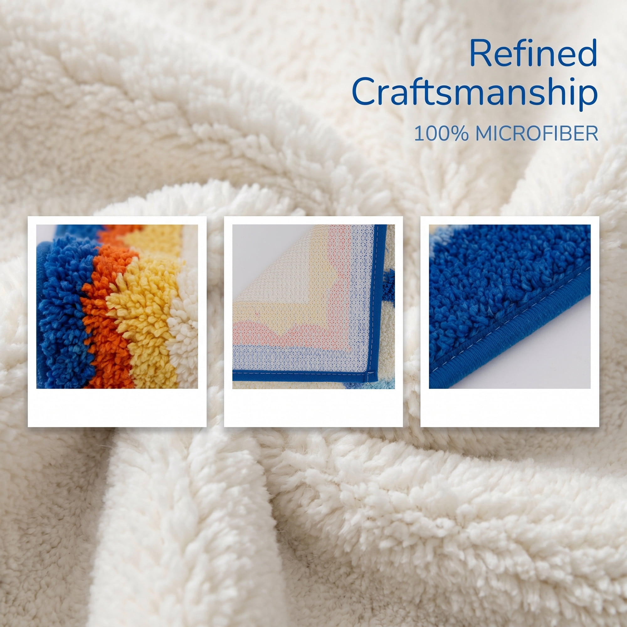 Unique Bargains Aesthetic Printed Soft Absorbent Shaggy Bath Mat Blue Red 32" x 20"