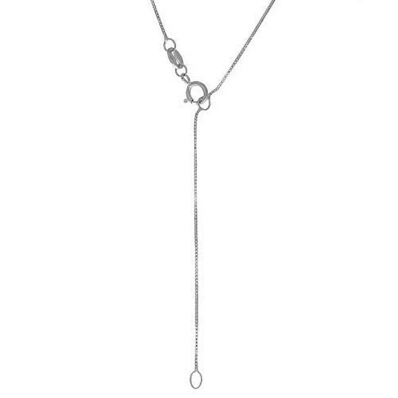 JewelStop 14k Solid White Gold 0.6mm Box Chain Spring Ring with Extendable & Adjustable 16-18 Inches, 1gr.