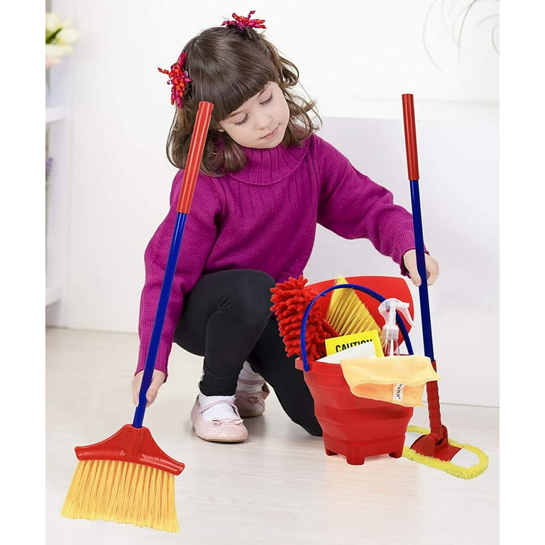 Children's Cleaning Tools Play House Mini Simulation Broom Mop Dustpan Set  Kindergarten Pretend Play Sweeping Toys Combination