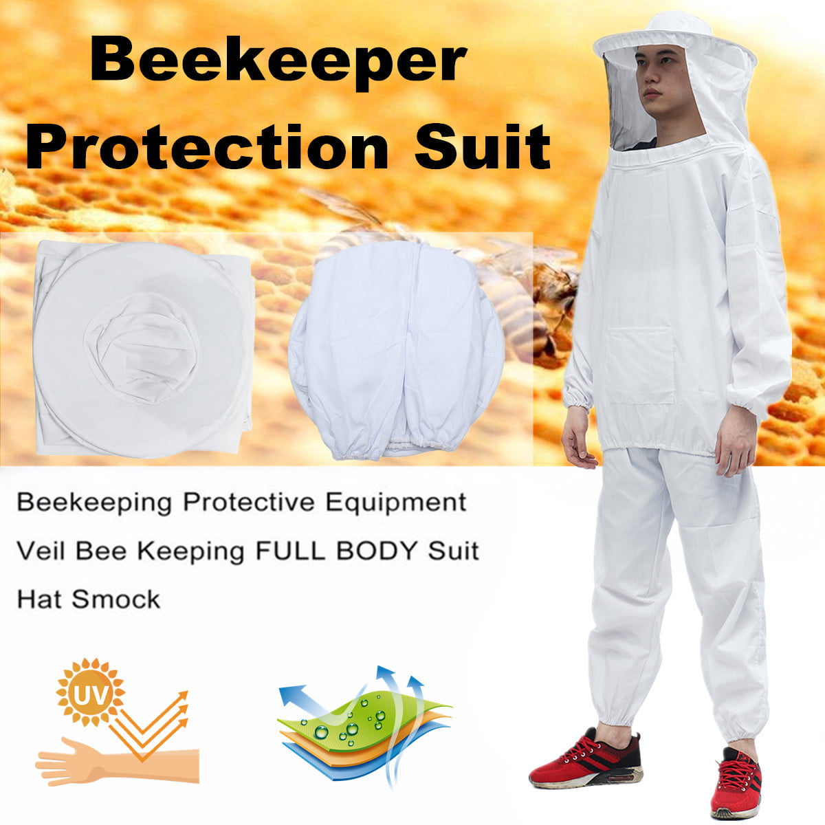 Beekeeper Protection Bee keeping Suit Safe Veil Hat All Body Equipment Hood
