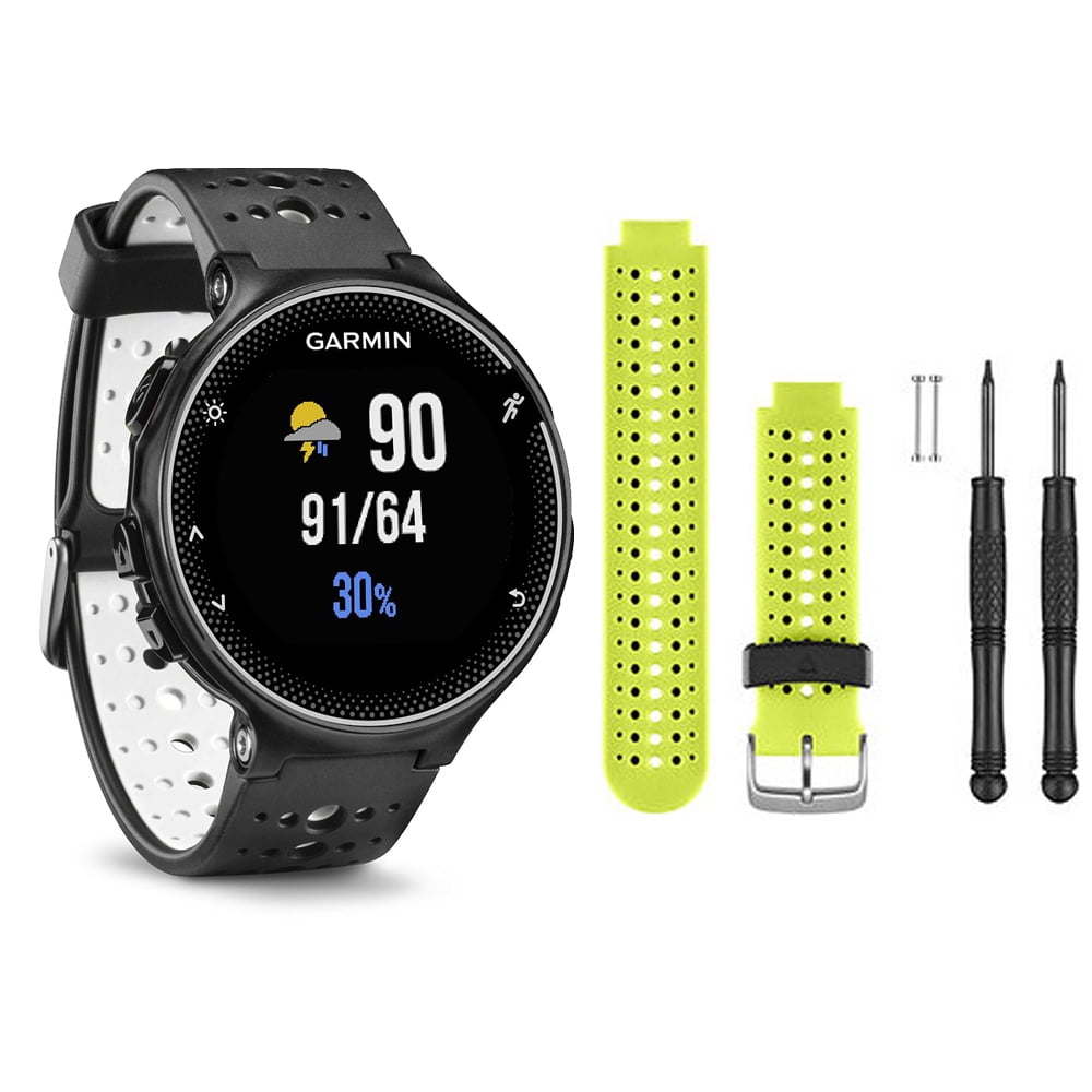 Garmin Forerunner 230 GPS Running Watch, Black/White - Yellow Watch Band Bundle - Walmart.com